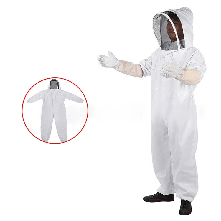 Wholesale direct sales new trend white polyester cotton overalls thick bee keeping clothes protection bee suit beekeeper outdoor