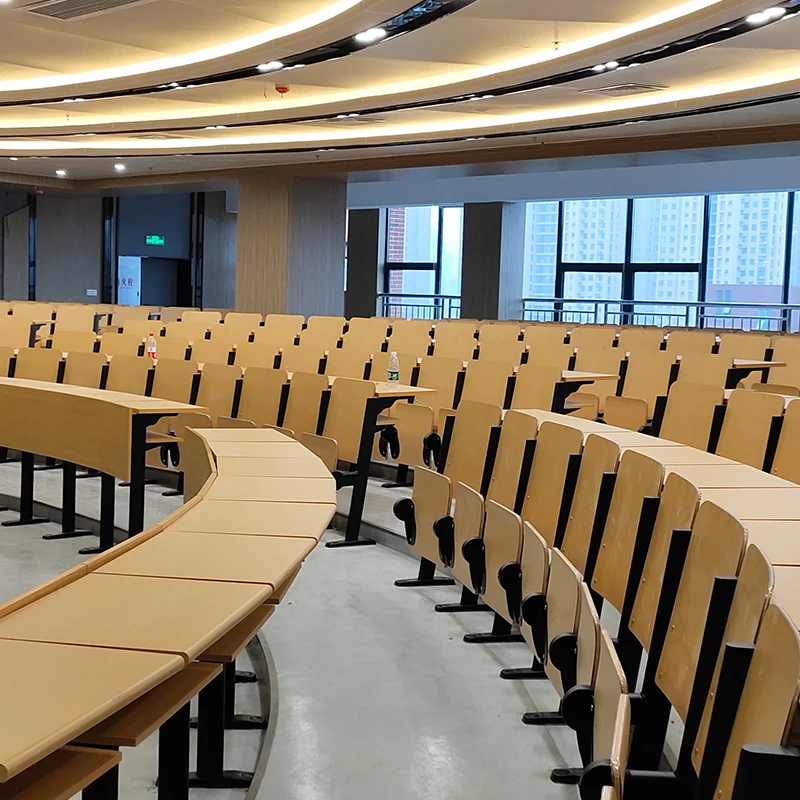 Foldable Student Multimedia Ladder-style College School Desks and Chairs School Lecture Hall Fixed Desks and Chairs