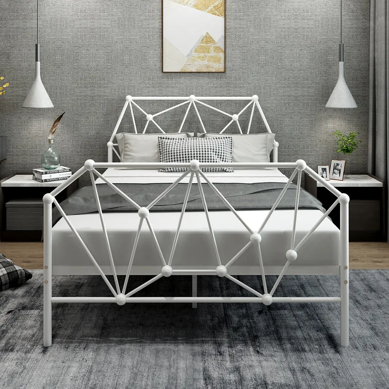 Nordic iron bed double bed modern simple and creative bedroom Home Furniture King Size metal Bed Frame