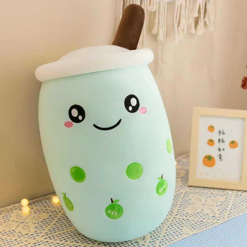 Large Bubble Tea Plush Toy Stuffed Fruit Milk Tea Plush Doll Boba Bubble Stuffed Toys Brown Yellow White Tea Cup Stuffed Dolls