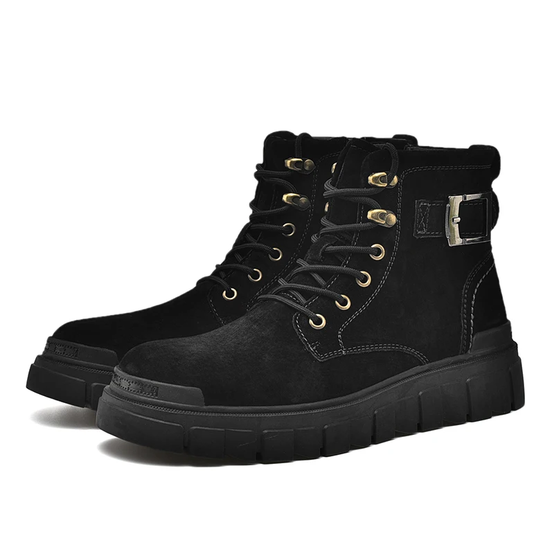 Cheap wholesale price brown leather no lace work boots slip on safety boots with side elastic