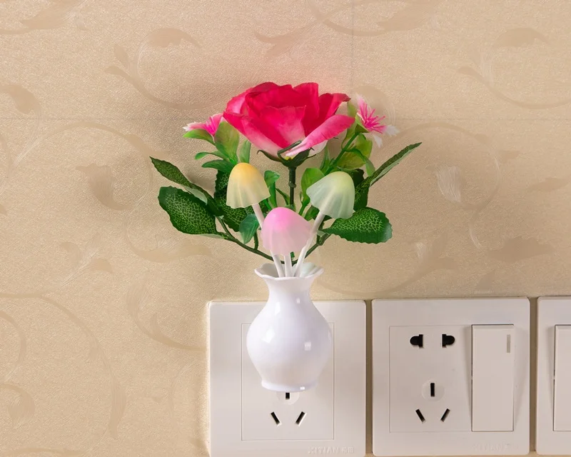 Energy Saving Lamp Dream Nightlight Rose Flower Mushroom Night Lights Led Induction Light for Kids Adults Bedroom