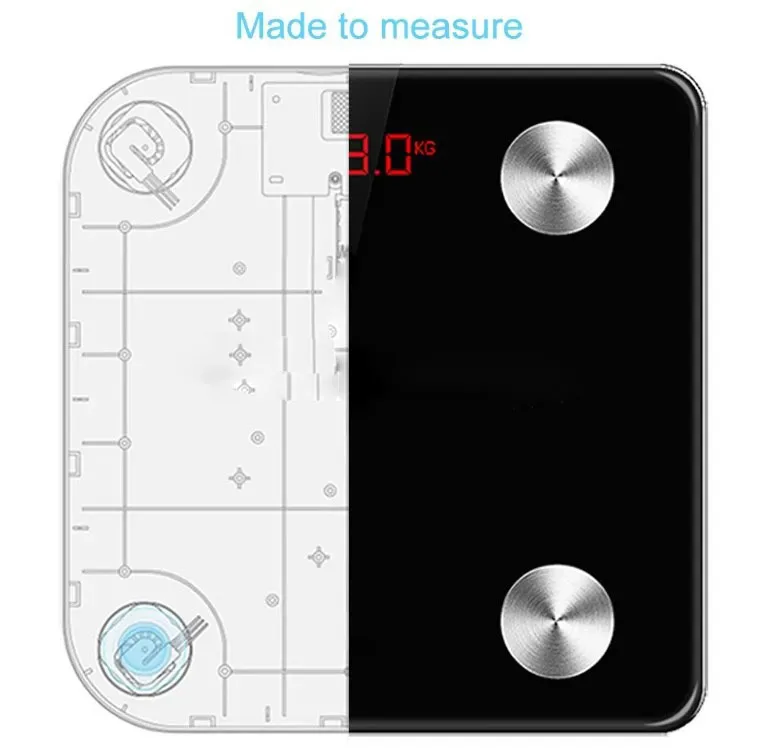 Customizable Bluetooth Square Body Fat Scale Smart Scale With App Digital Smart Bathroom Scale