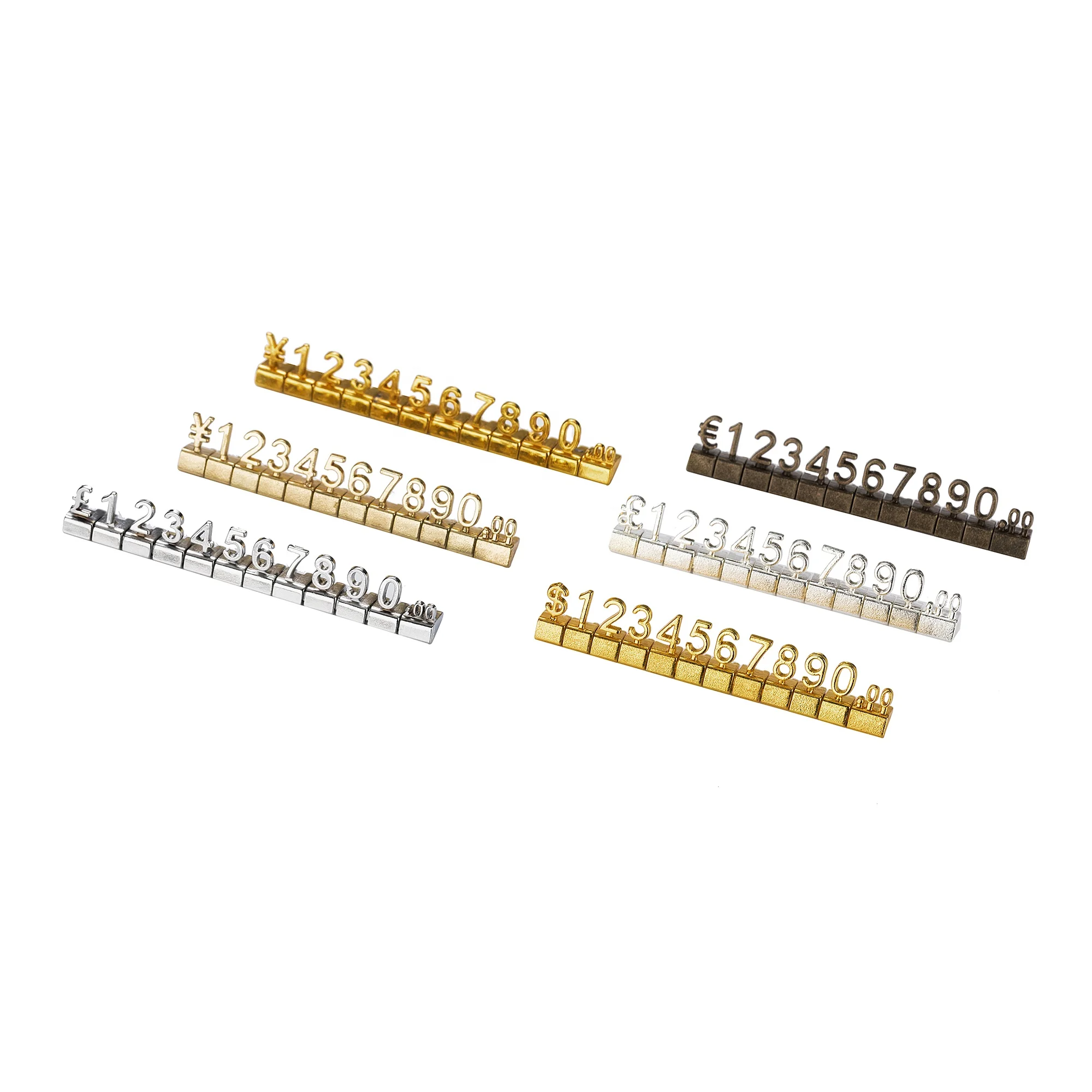 Retail Metal Golden EURO US Price Tag Sign Cubes for Jewelry Watch Display