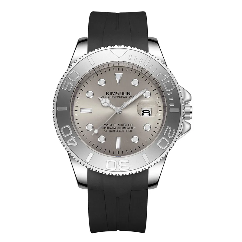 KIMSDUN wholesale rotating dial calendar minimalist timing code watch silicone luminous quartz watch men yacht series