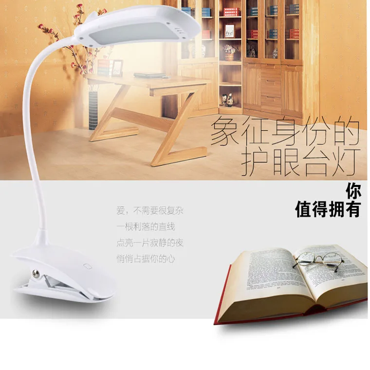 
Factory ODM OEM Supply LED Book Lamp White Light Lithium Battery Power Clip on Reading Light Night Reading 