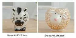Mini Cute Ceramic Animal Flower Pot Succulent Plant Pot Cartoon Cow Elephant Ceramic Flower Plant Pot Tiny Flower Planter Cactus