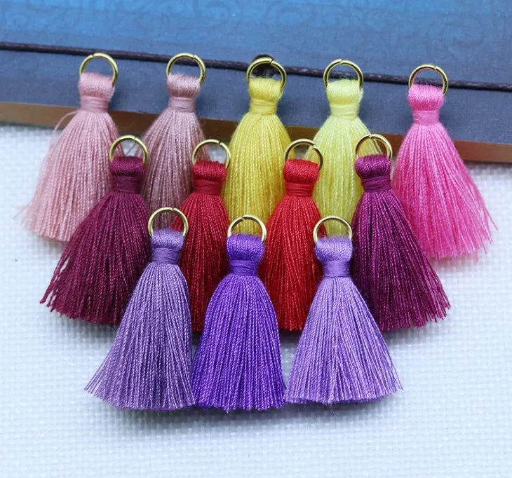 Оптовая продажа, металлическое кольцо, маленькая кисточка 3,5 см, кисточка из полиэстера и хлопка для украшения