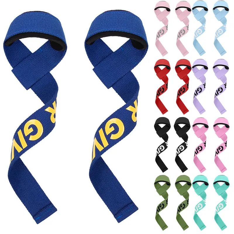 Customized Logo Accept Custom Deadlift Weight Power Lifting Straps Weightlifting Heavy Duty Training Gym Wrist Straps