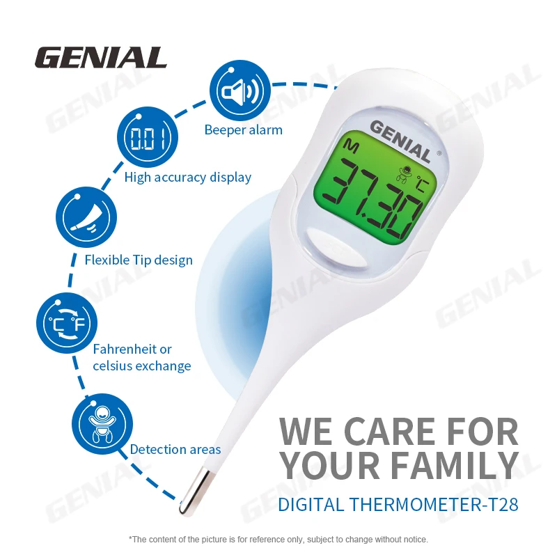 Genial T28  digital thermometer Quickly Read 10 Seconds LCD Waterproof oral armpit thermometer