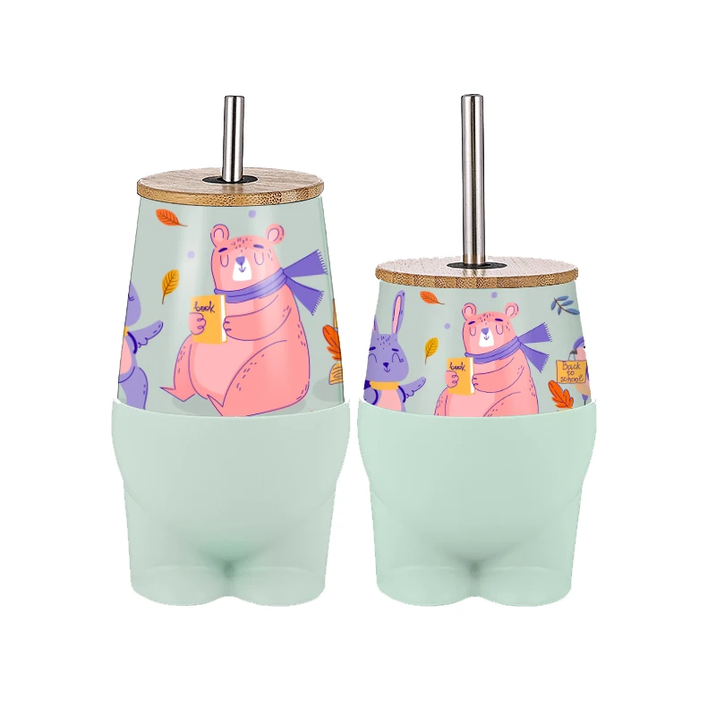 New launch Wholesale 8oz 12oz Insulated Beer  Cartoon shaped Stainless Steel Wine Tumbler Coffee Mug with Lid BPA Free