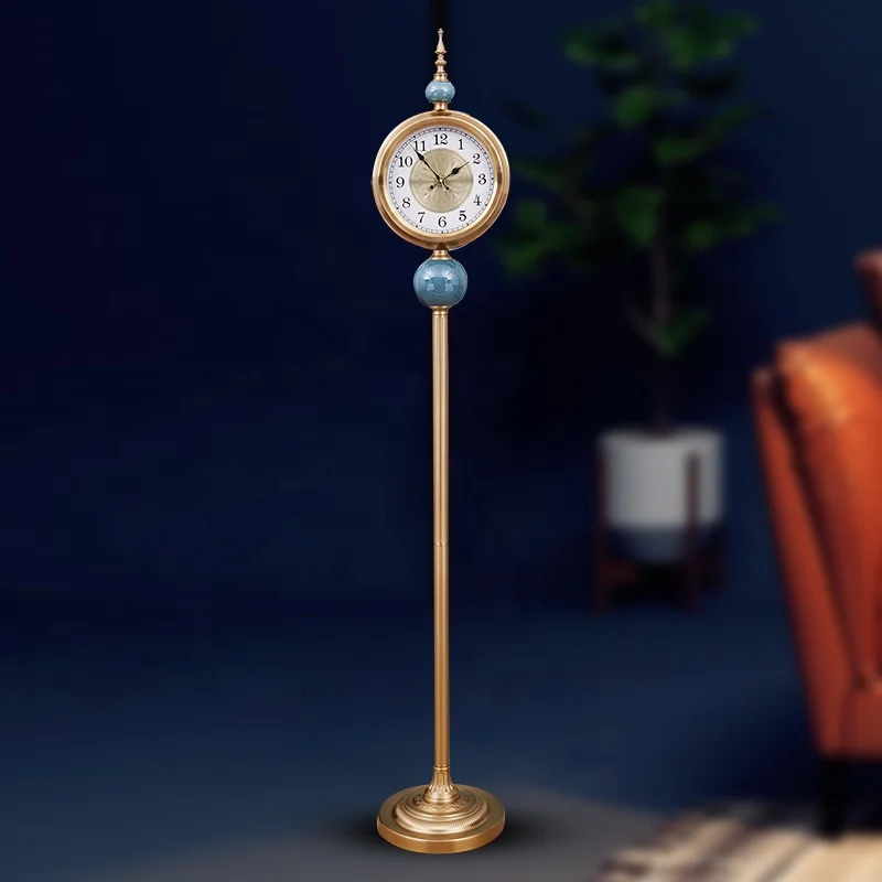 12 inch luxury home living room creative decoration metal vertical clock fashionable ceramic Christmas gift silent floor clock