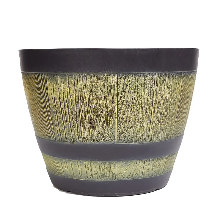Garden Pots Flower Pot Planter Decorative Resin Wine Oak Barrel Wood Wooden flower plastic Planters