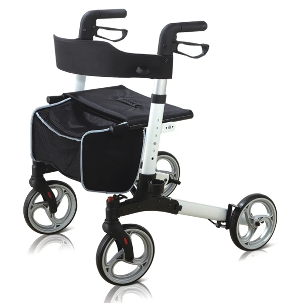 SUNCARE Aluminum Rollator 8 PVC Wheels One Touch Locking Lop Brake System Mesh Cloth Seat