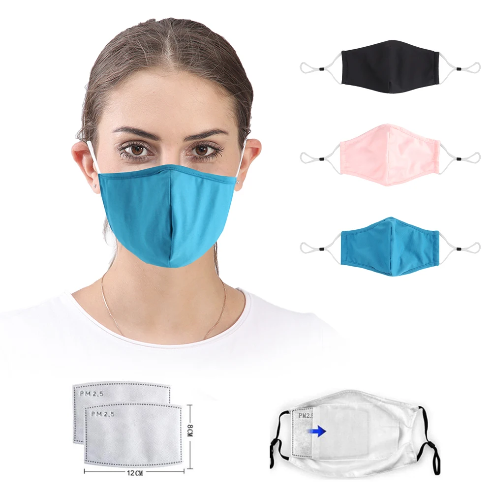 
Wholesale High Quality Fashion Reusable Face Covers 3-ply Pink Cotton Face Mask With Ear Elastic Band 