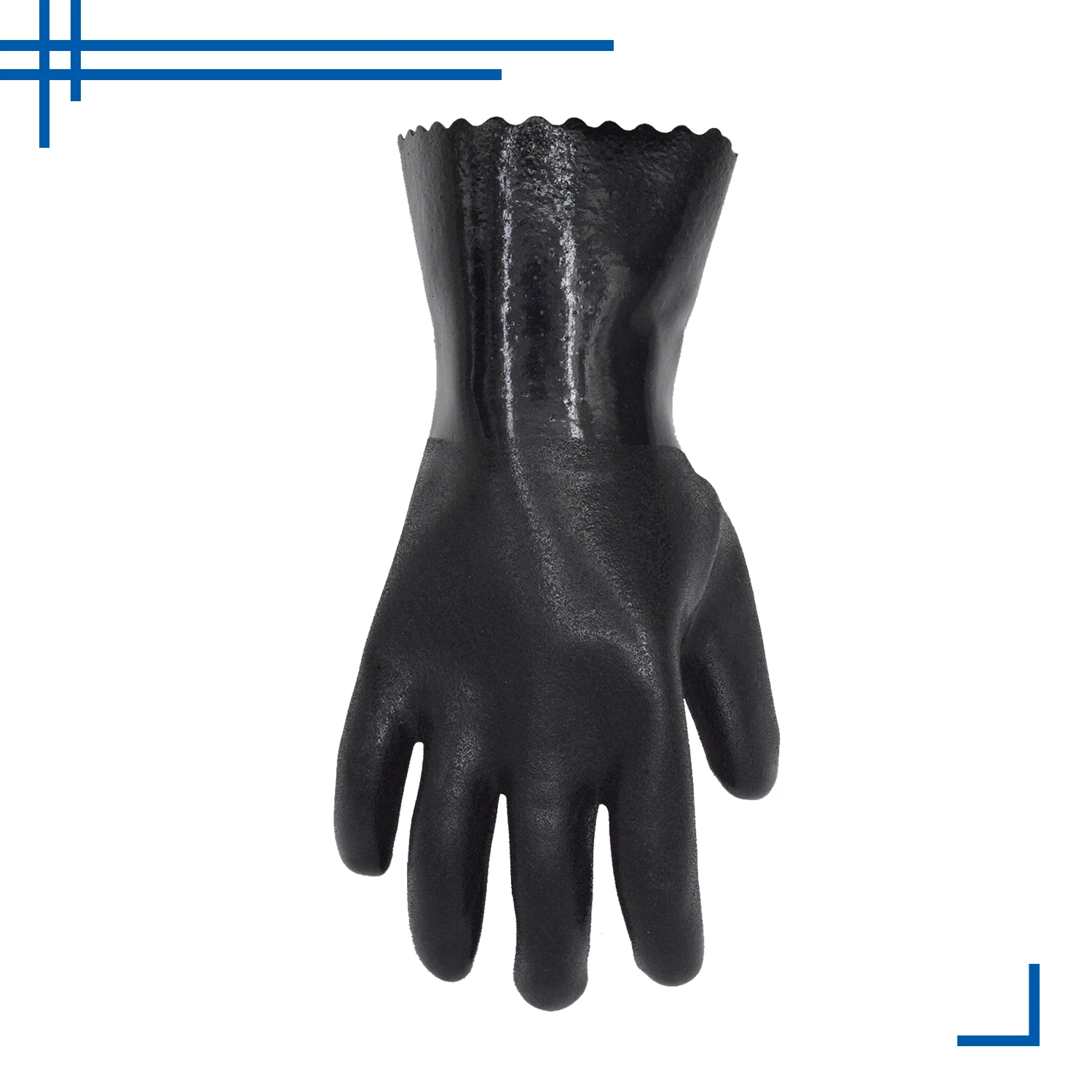 PRI wholesale waterproof PVC coated nitirle smooth gauntlet long cuff liquid chemical resistance gloves