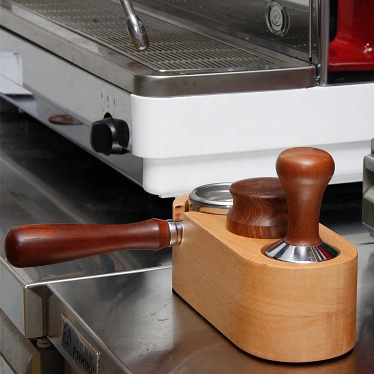 Simple High Quality 58mm Wood Outdoor Camping Coffee Tamper Set Coffee Tamper Distributor