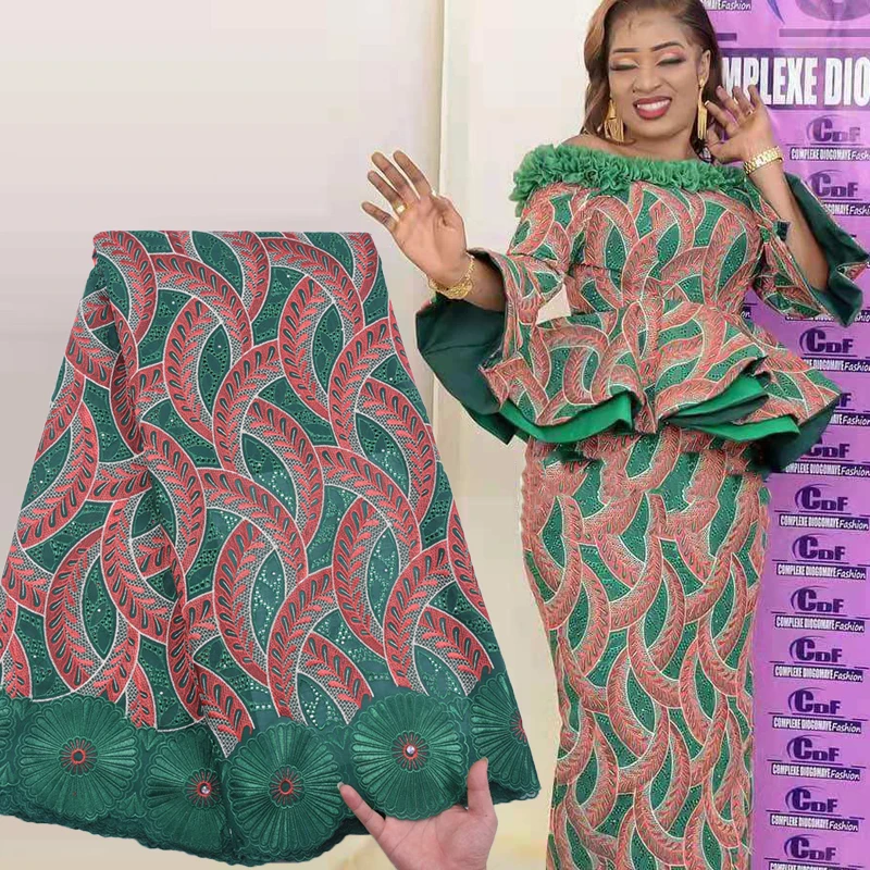 High Quality African Swiss Cotton Lace Fabric Embroidery Nigerian Swiss Voile Lace Fabric With Stones For Dress Wedding 1971