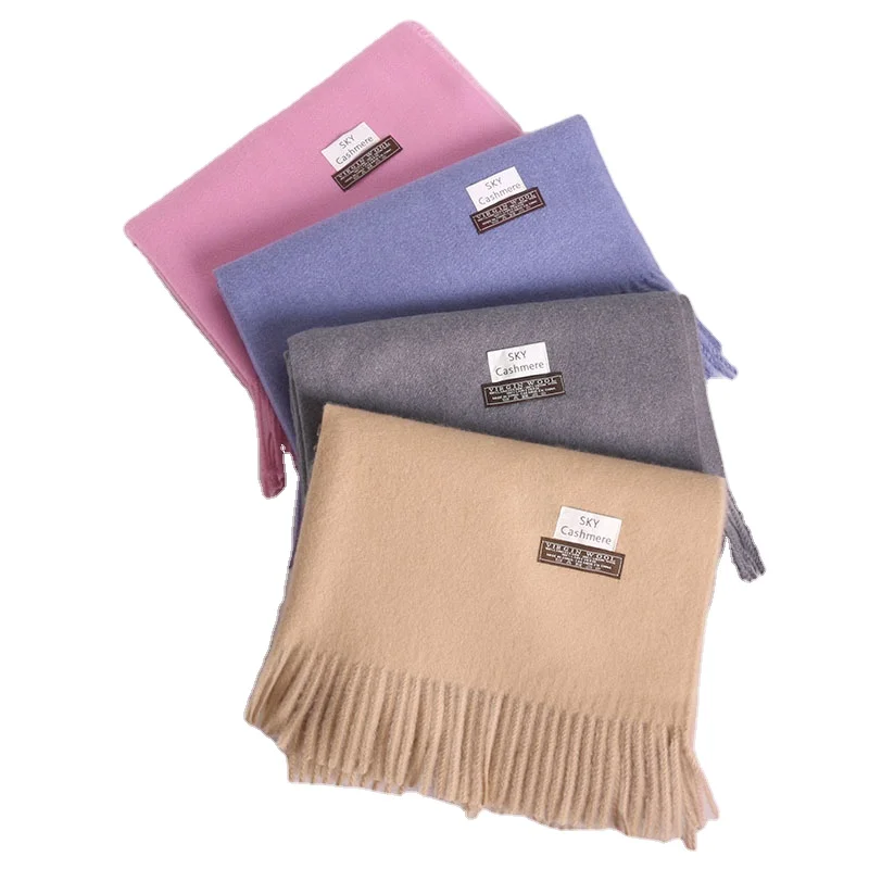 Wholesale High Quality Cheap Fashion Women Wool Logo Customized Cashmere Other Scarves & Shawls With Tassel