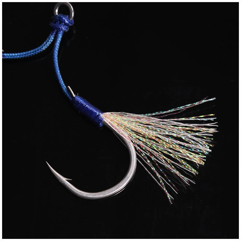 Wholesale 1/0#-7/0# Double Fishing Hook Tie Luminous Silk Bright Silk Hook Fishing Hook