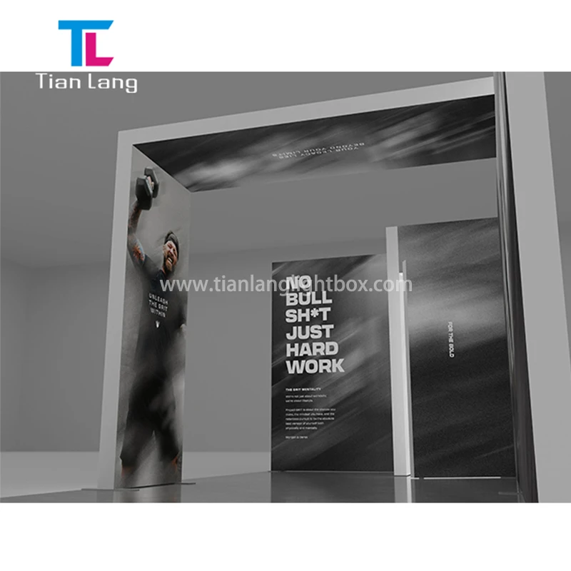 Modular Trade Show For car Accord Modification Education Aluminum Profile Exhibition Fabric Display Custom Light Booth Light Box