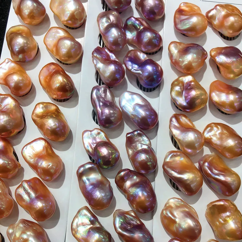 Wholesale Baroque Pearl 12~26mm Natural Fresh Water Pearl High Quality Pearl Single Purple Orange Pink Beads For Earring Making