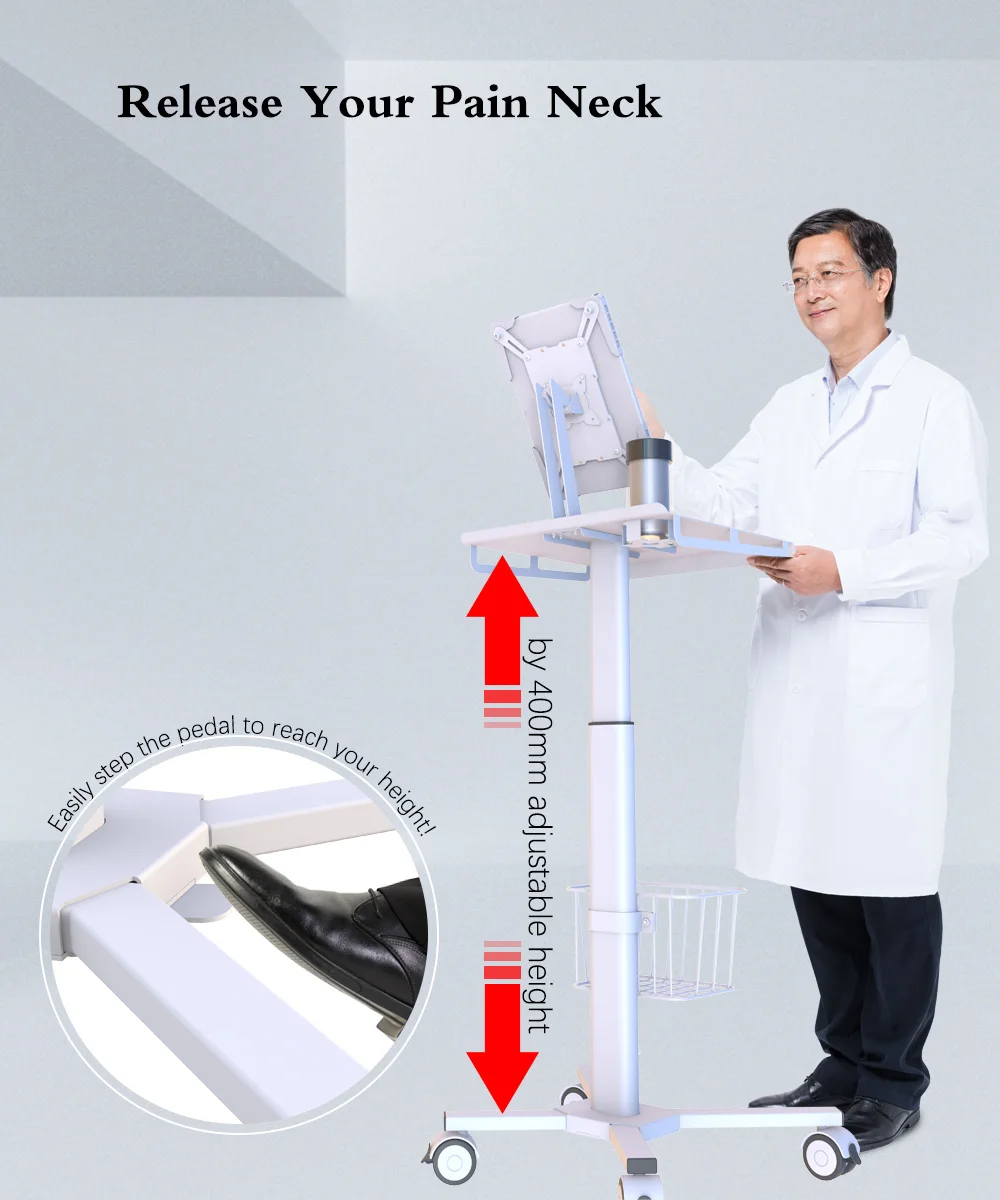 Cart for Laptop Medical Stand with Wheels Gas Spring Height Adjustable Rolling Stand for  Laptop Trolleys