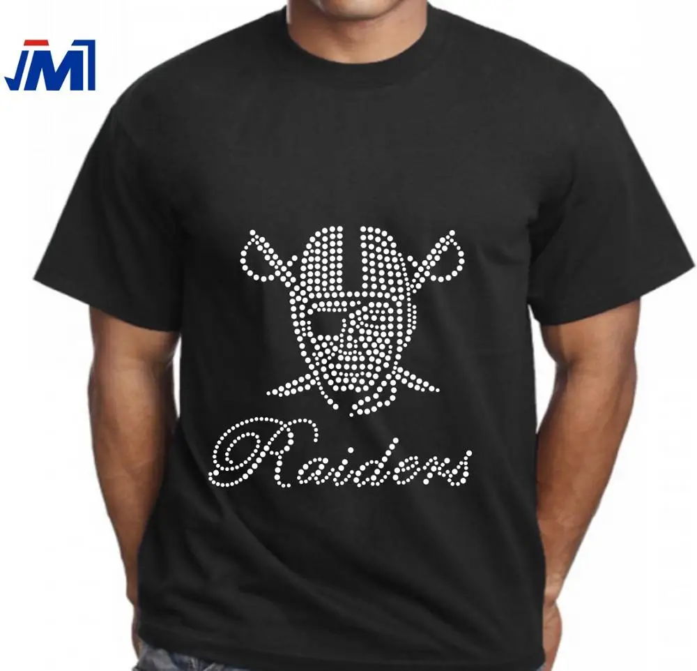 beautiful raiders rhinestone heat transfer iron on for Mens T-shirts