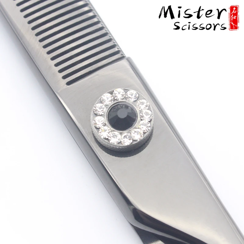 Black High Quality Professional Curved Thinning Scissors 440C Stainless Steel Pet Grooming 6.5 inch