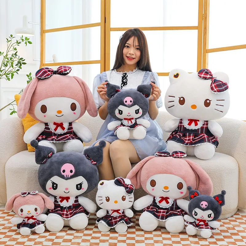 Лидер продаж Sanrioed Kuromi Melodi Hello Kt Cat плюшевая игрушка детский подарок на день рождения кукла подушка большого размера
