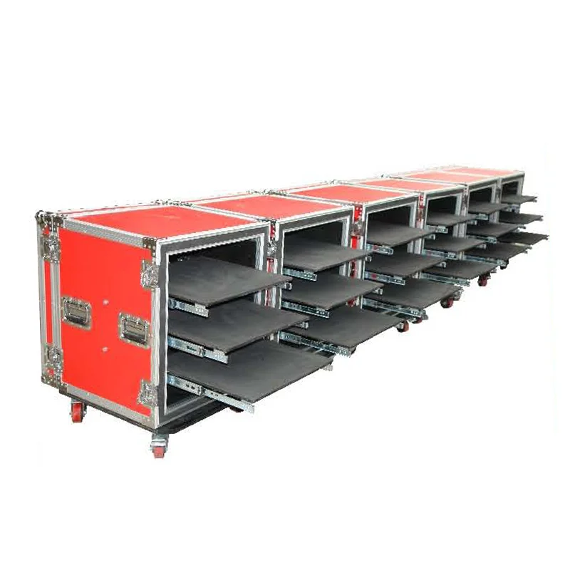 20 years china flight case factory model 20U have 4 wheels rack flight case