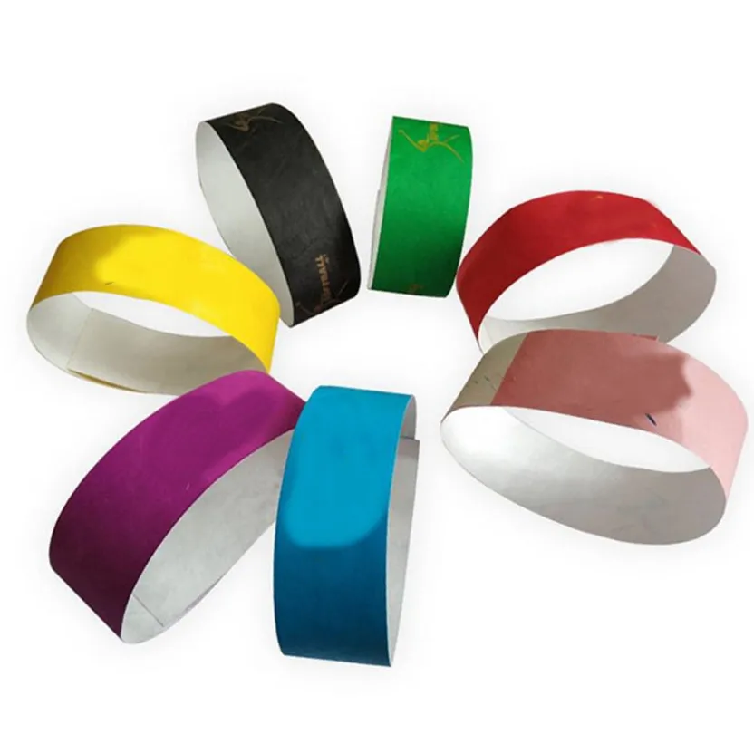 HXY Custom Promotional Complicated Pattern Disposable Record Id Information Paper Bracelet Blank Tyvek Wristband Printing