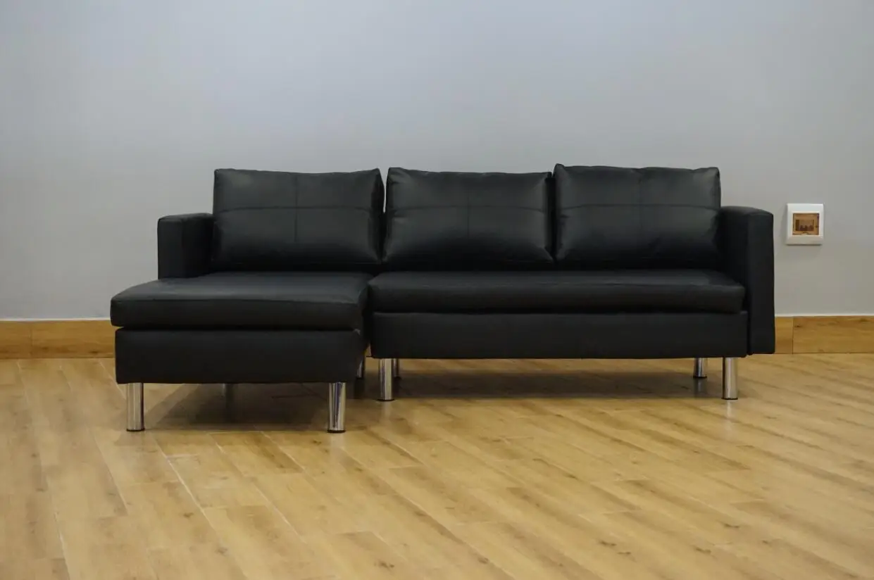 Fashion design wooden frame Double Cushions corner sofa with wooden legs Small Size Fashion L Shape Sofa