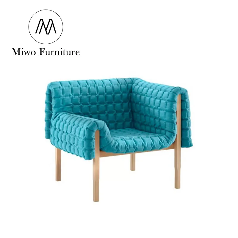 italian single sofa Wooden Lounge chair armchair living room chairs furniture single sofa velvet fabric leisure chair