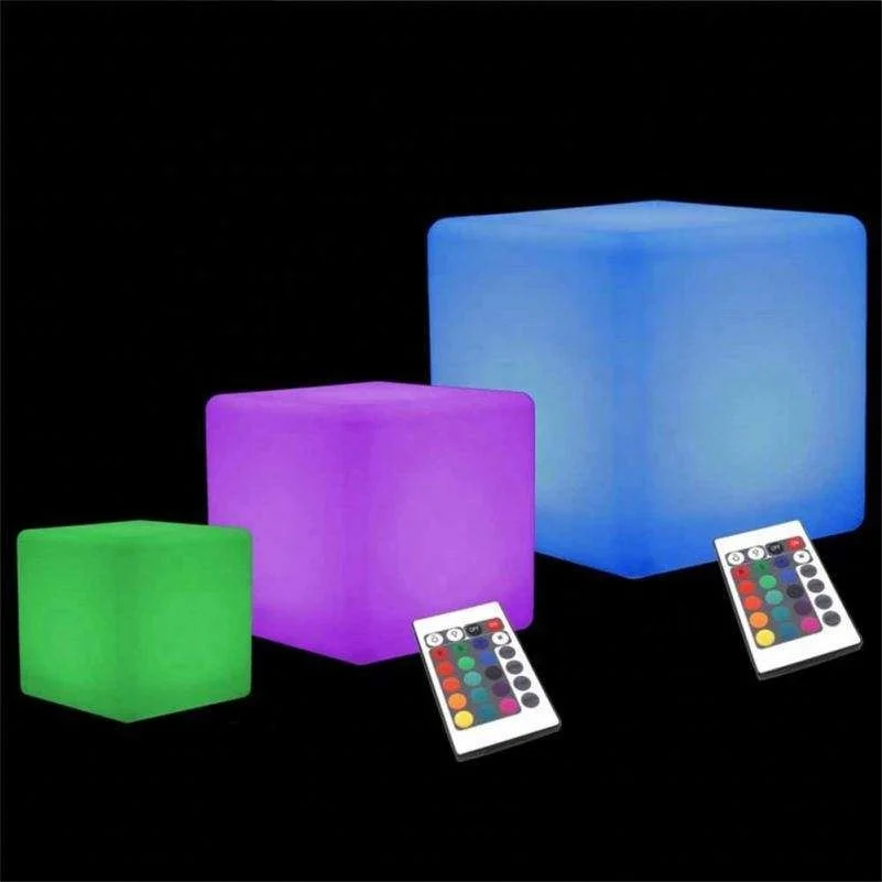 PE material modern design 40cm fancy plastic cubes chair led cube furniture sale led chairs and tables