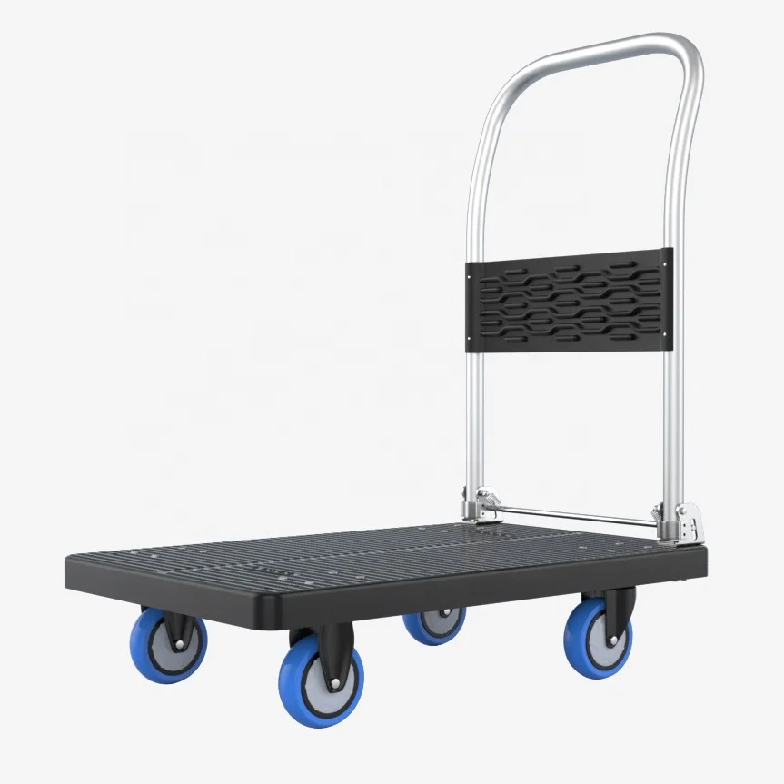 Wholesale 550kg Heavy Duty Cart PP Plastic Small Portable Foldable Hand Cart Platform Trolley