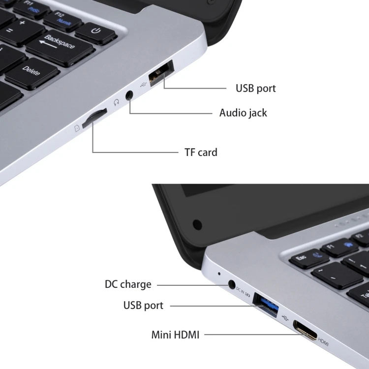 Best Price New Thin 14.1- Inch Mini PC Notebook Intel Quad Core Celeron 6GB 64GB Win10 Laptop Computer for Business Silver