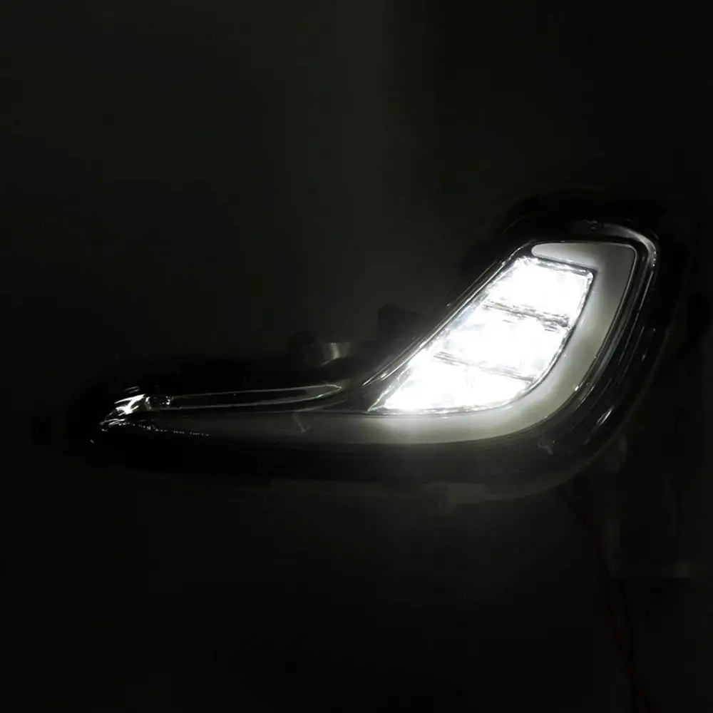 LED Daytime Running Light For Hyundai Accent Solaris 2010 2011 2012 2013 Yellow Turn Signal Relay DRL Fog Lamp accessories car