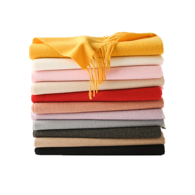 Yucat High Quality Wholesale Warm Girls Tassel Scarves Shawls Women Custom Solid Color Winter Wool Scarf Cashmere