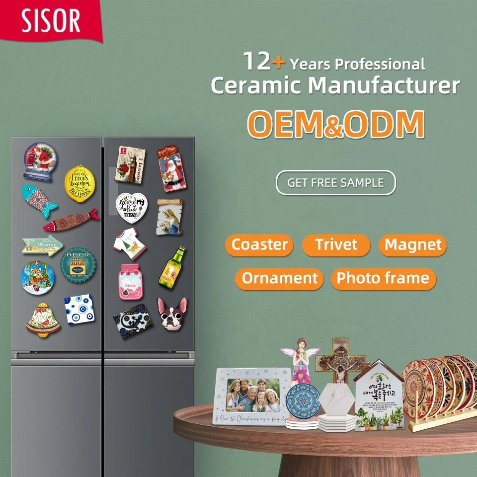 Wholesale Mandala Round Printing Ceramic Trivet customized Sublimation Spain Pad With Cork Bottom Kitchen Table Ceramic Placemat