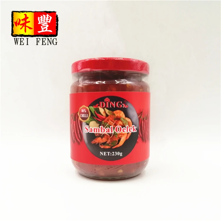 HACCP BRC OEM Factory Halal Red Chili Natural Material 320g Glass Bottled Sambal Oelek Chilli Spicy Hot Sauce