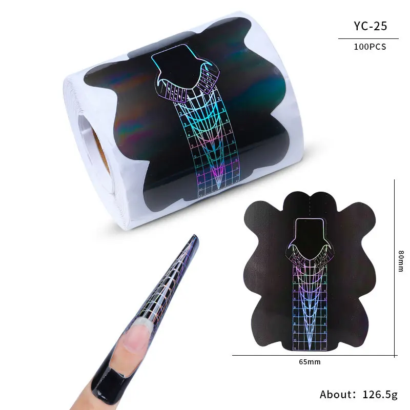 Self Adhesive Nails Forms Roll Gel Acrylic Paper Print Logo 100pcs Tips Extension Nail Form New DIY Nail Art Decoration 150g