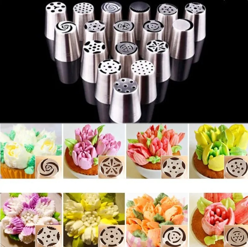 russian pastry nozzles Stainless Steel Russian Cake Icing Piping Nozzles Cake Decorations Supplies Cake Nozzles Tips Sets