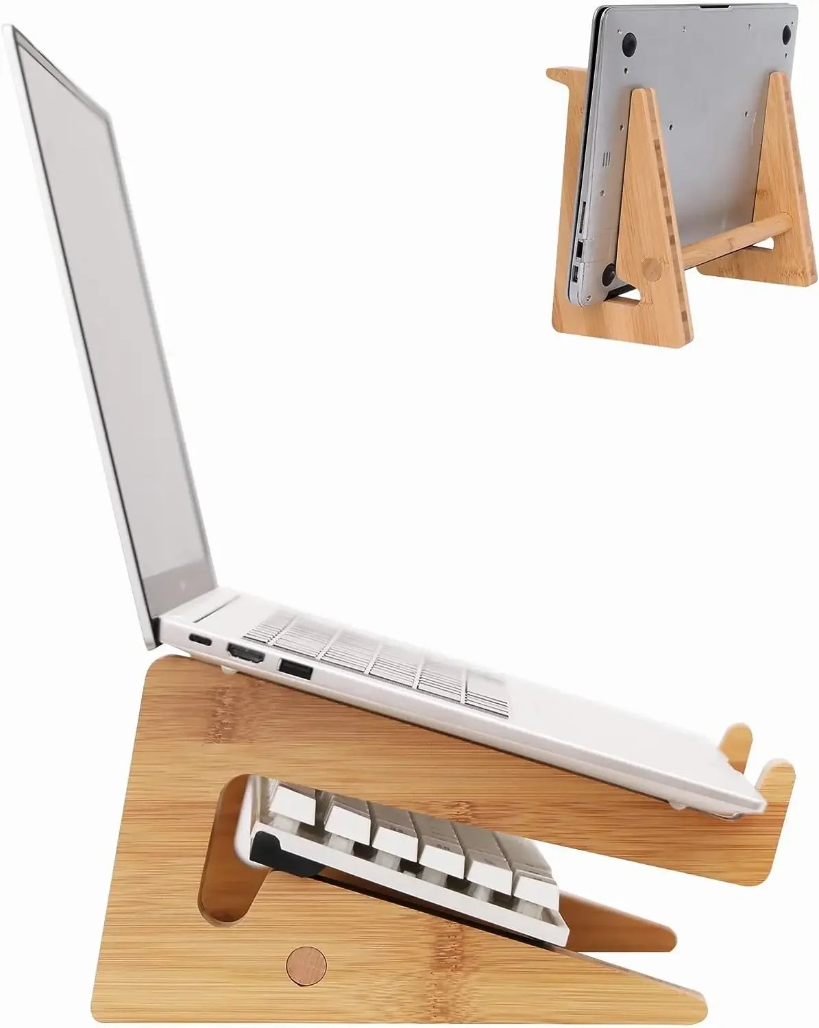 Three Sizes Laptop Stand for Computer Desk Bamboo Compatible Rack with Phone Holder Monitor Riser Note Book Storage for office