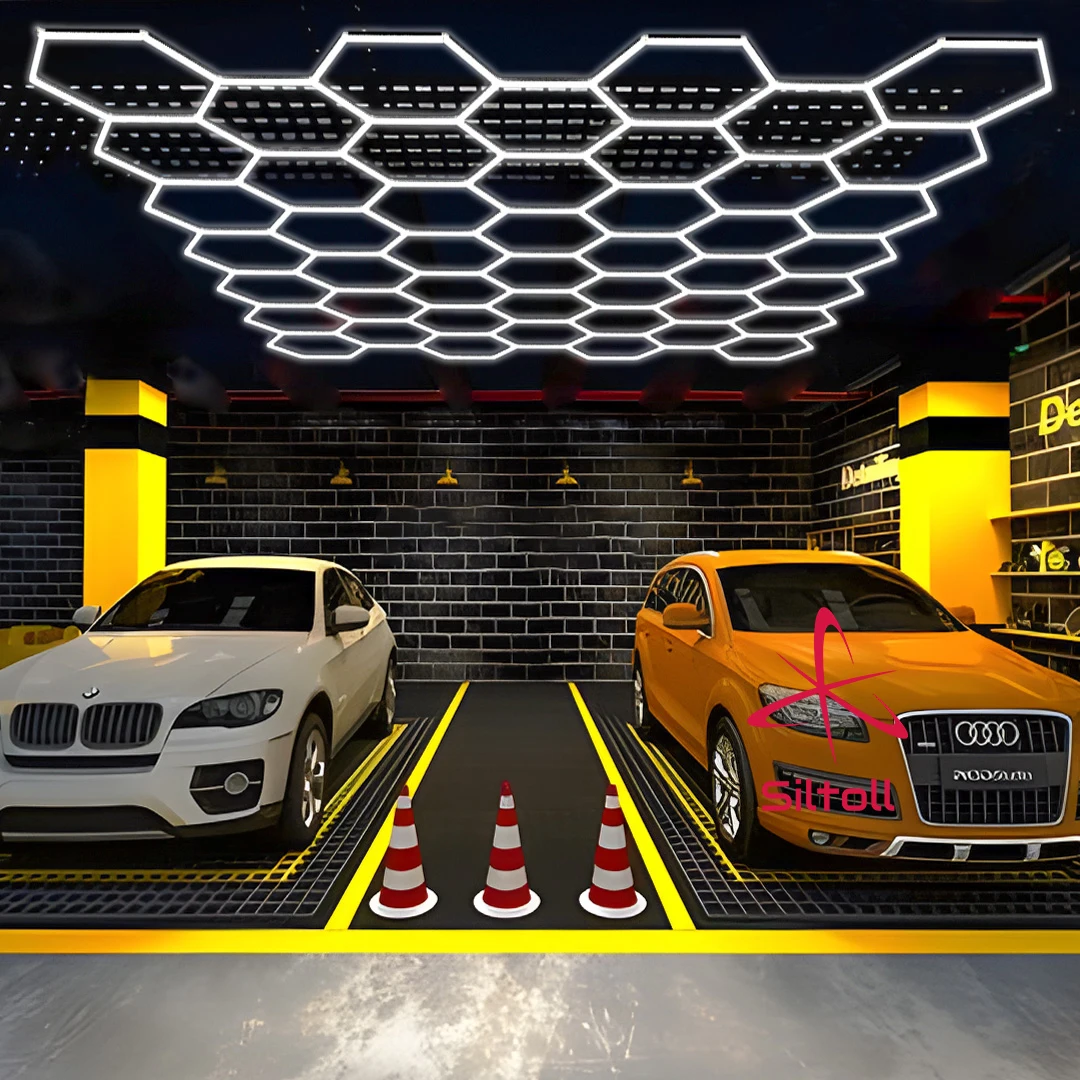 Car Salon Interior Design Diy Hexagon Lighting Geometric Shape Auto Detailing Shop Working Led Light