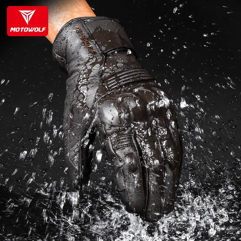MOTOWOLF new sheepskin gloves windproof and wear-resistant winter motorcycle riding racing gloves