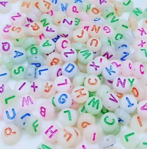 Wholesale 500g/Bag Acrylic Plastic Letter Beads Luminous Alphabet English Letter Spacer Beads For DIY Jewelry Making Findings