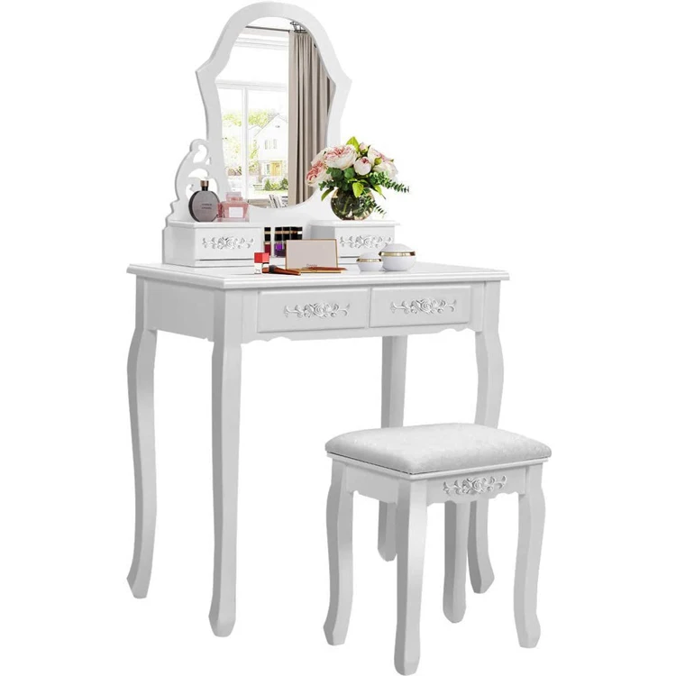 Bedroom Mirror Wood Dresser Desk Table Storage Drawer Organizer Dressing Makeup Vanity Table Schminktisch Tocador de Maquillaje