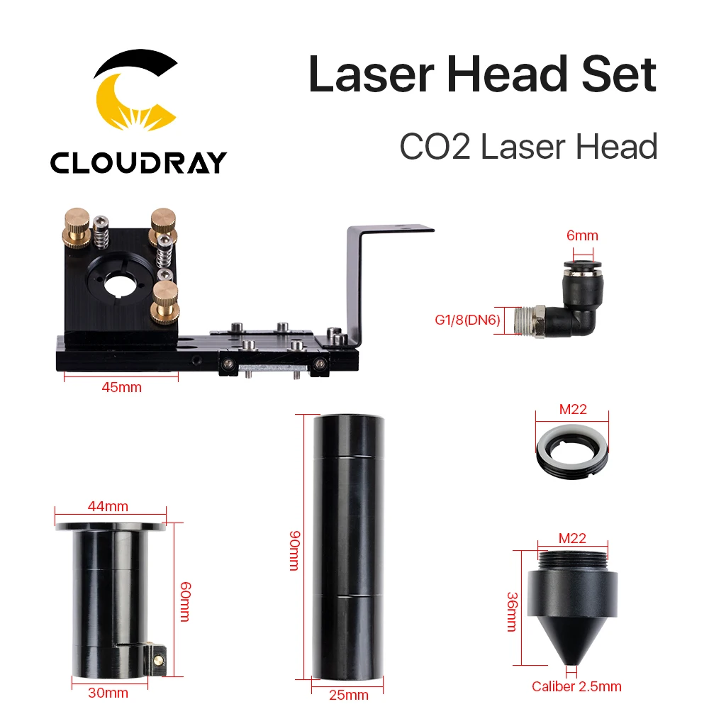 
Cloudray CL37 E Series Laser Head Sets With ZnSe Laser Focus Lens And MO SI Reflective Mirrors 25mm 