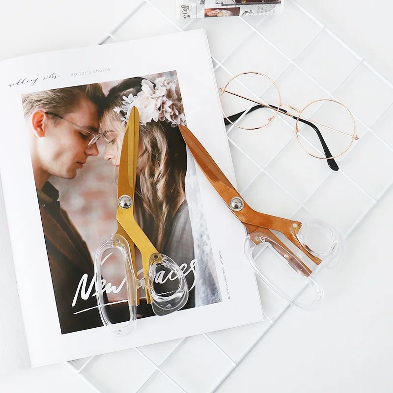 transparent  8 inch gold and rose gold scissor